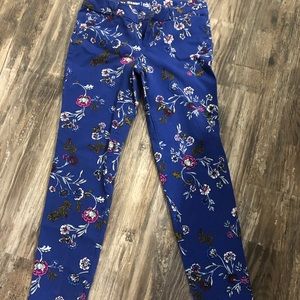 Blue Floral Old Navy Cropped Pixie Pants Size 6